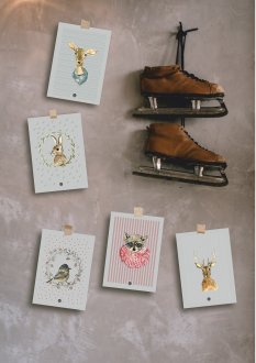 Zestaw 5 kartek świątecznych - christmas animals