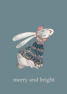 Kartka Rabbit - Merry and bright